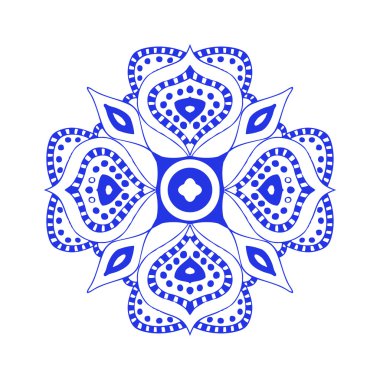 Yuvarlak mavi çiçek süsleme