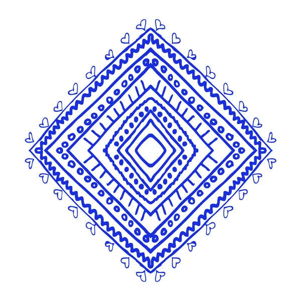 Ornamento floreale blu rotondo — Vettoriale Stock