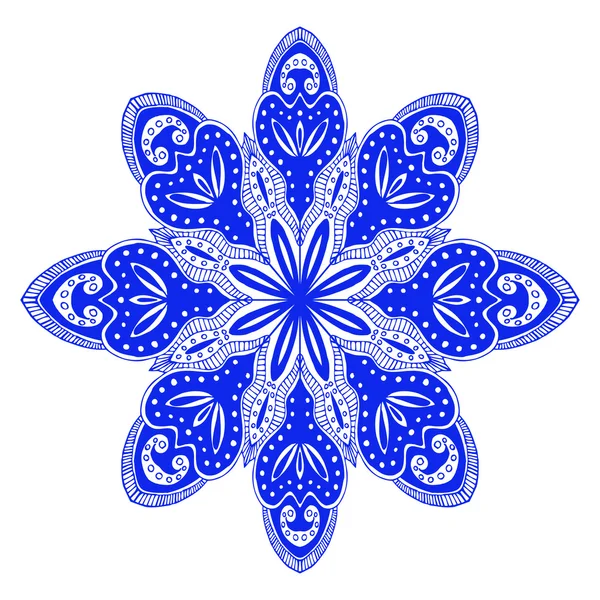 Round blue floral ornament — Stock Vector