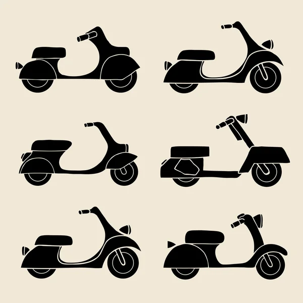 Conjunto de iconos de transporte - scooter y ciclomotor — Archivo Imágenes Vectoriales