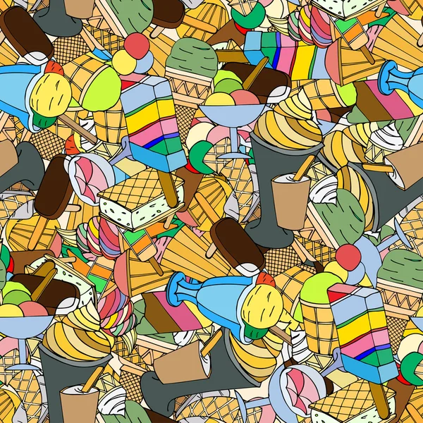 有冰淇淋的无缝图案 — 图库矢量图片