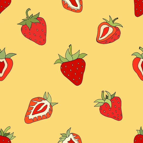 Seamless pattern Set red strawberries — Stock Vector