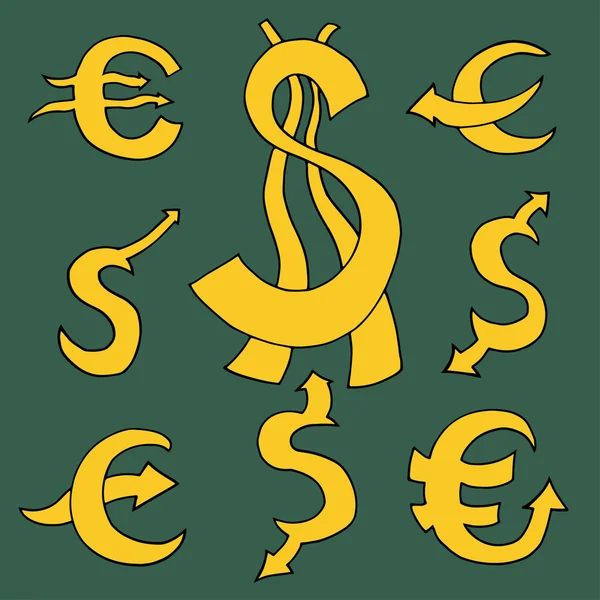 Dollaro ed euro — Vettoriale Stock
