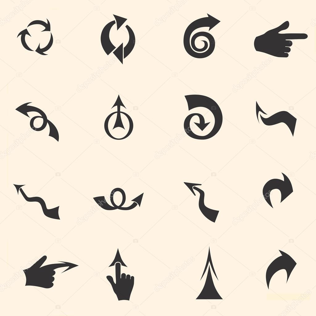 Set of black universal arrows and symbols.