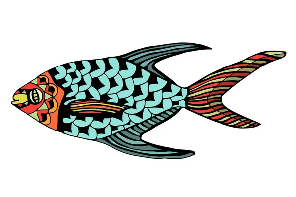 Pescado dibujado a mano — Vector de stock