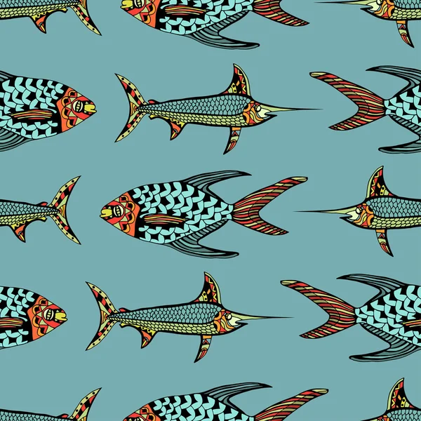 无缝模式鱼 — 图库矢量图片