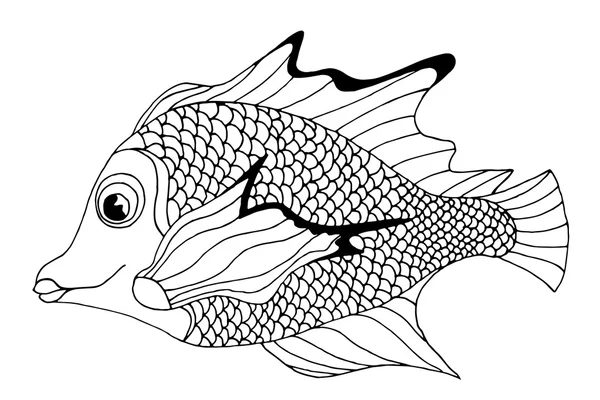 Poisson dessiné à la main — Image vectorielle