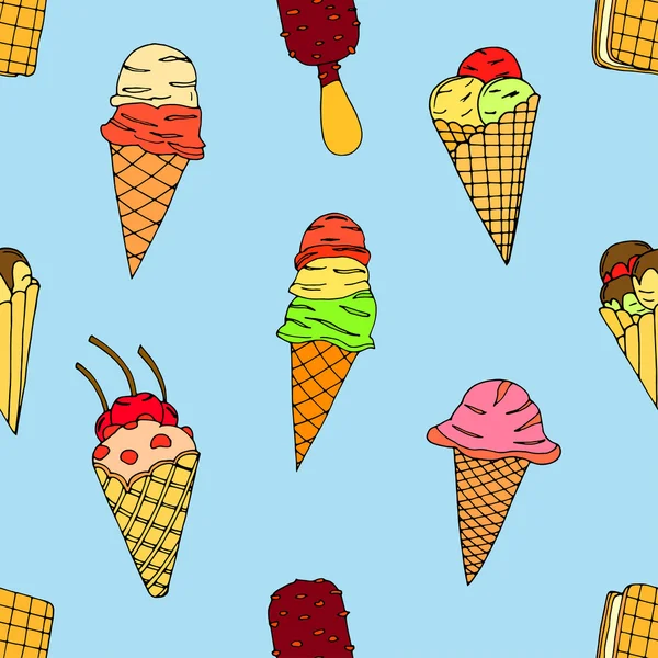 Patrón sin costuras con helado — Archivo Imágenes Vectoriales