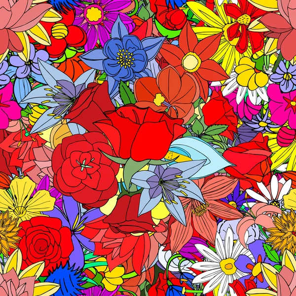 Flowers, seamless pattern — ストックベクタ