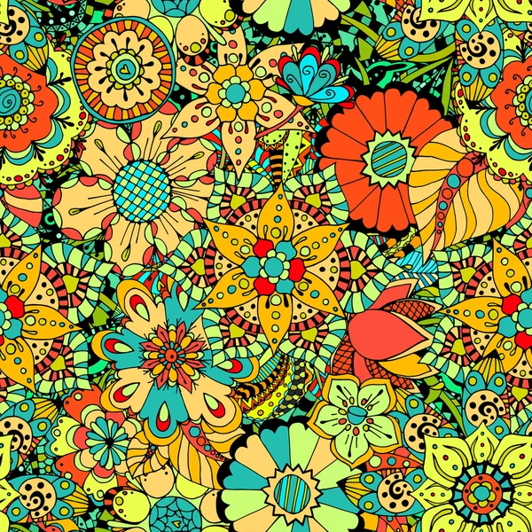 Colorful circle flower mandalas seamless pattern, vector — Stock Vector ...