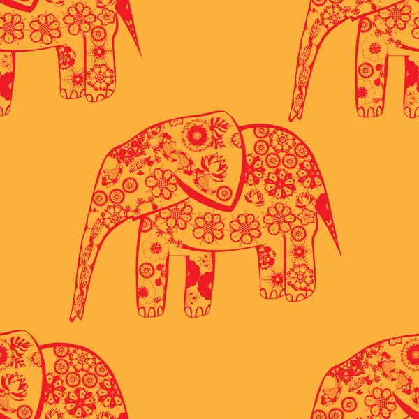 Mönstrade elefanter — Stock vektor