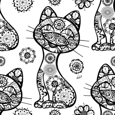 Dikişsiz desen od kediler
