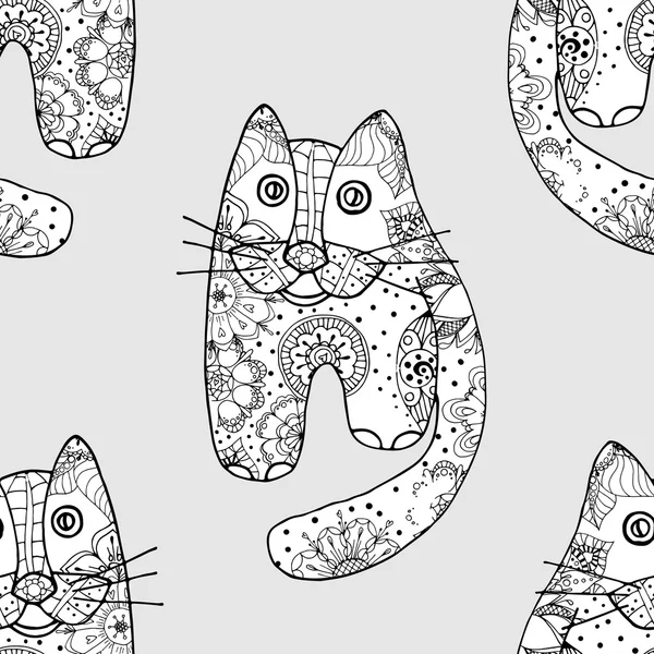 원활한 패턴 세 고양이 — 스톡 벡터