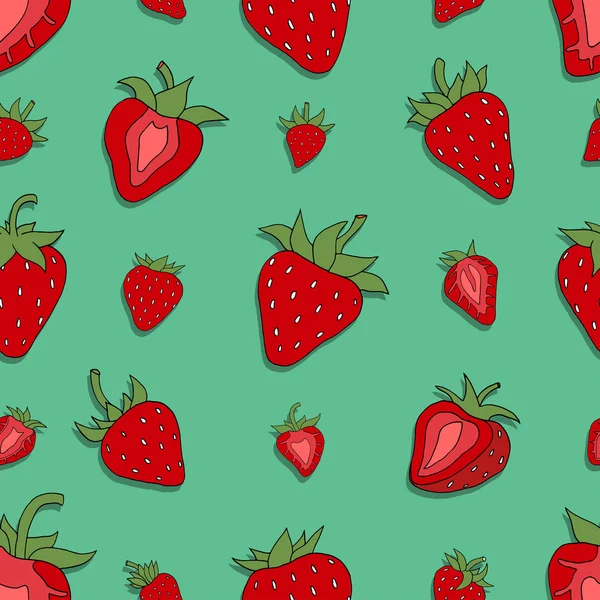 Seamless pattern Set red strawberries — Stock Vector