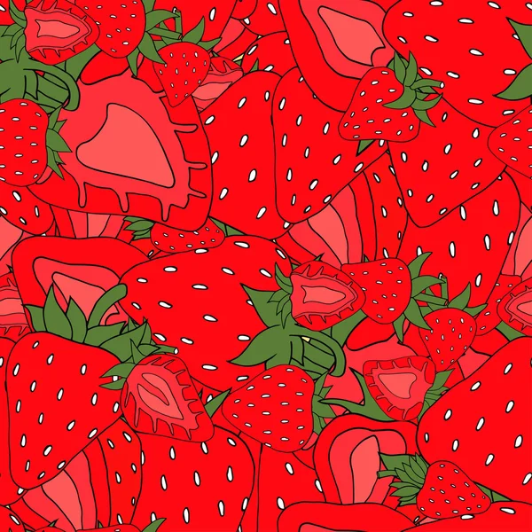 Seamless pattern Set red strawberries — Stock Vector