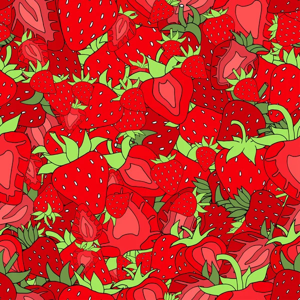 Seamless mönster in röda jordgubbar — Stock vektor