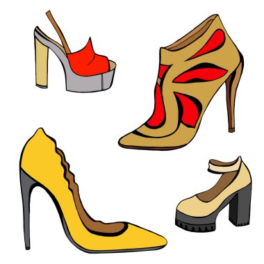 woman shoes set clipart