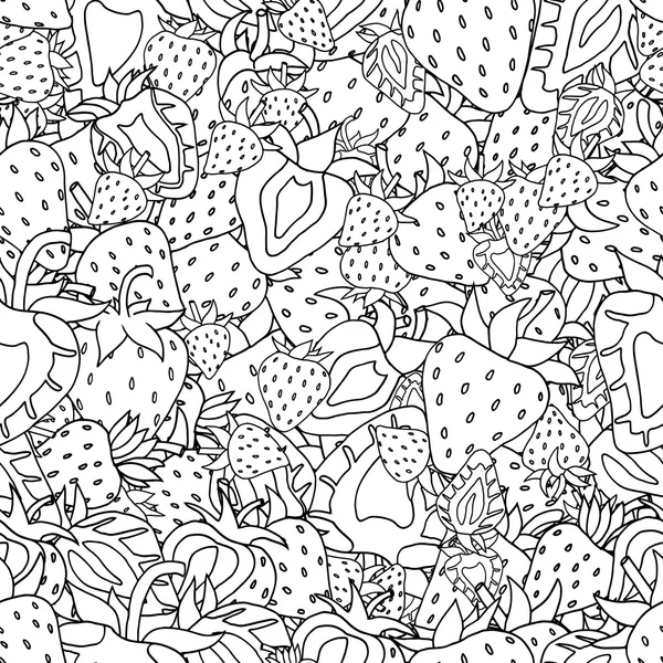 Seamless pattern Set of monochrome strawberries — Stock Vector