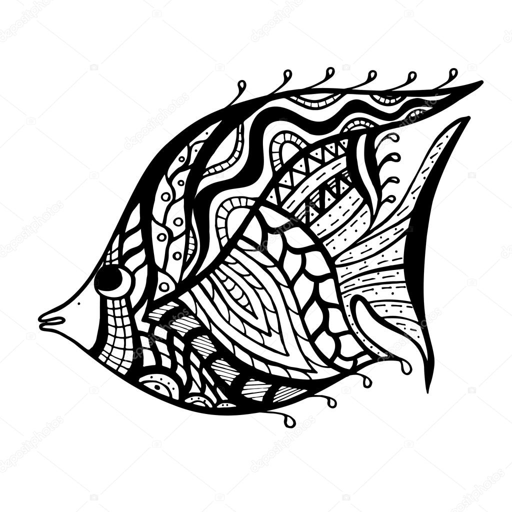 Zentangle stylized fish векторное изображение 82914742