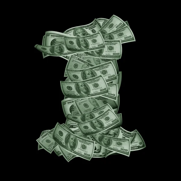 Alphabet made from dollars — Stock Photo, Image