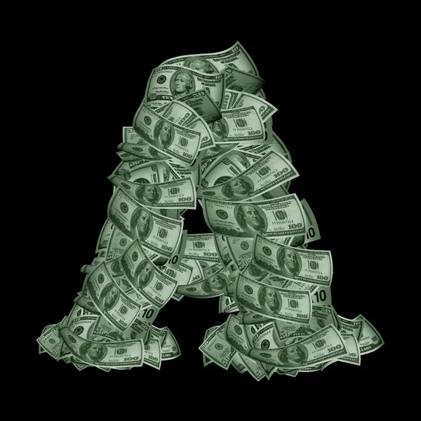 Alphabet made from dollars — Stock Photo, Image