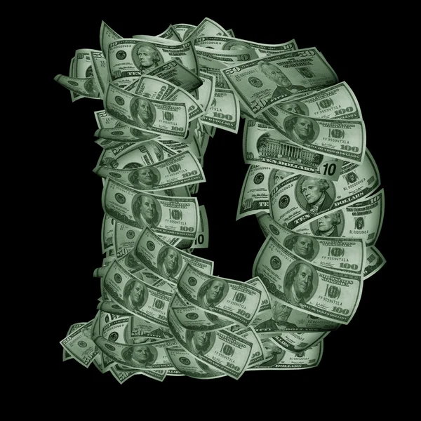 Alphabet made from dollars — Stock Photo, Image