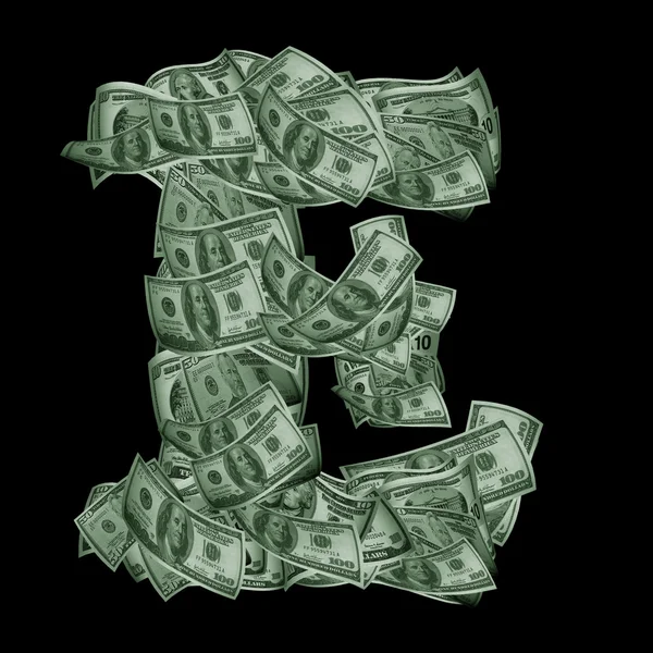 Alphabet made from dollars — Stock Photo, Image