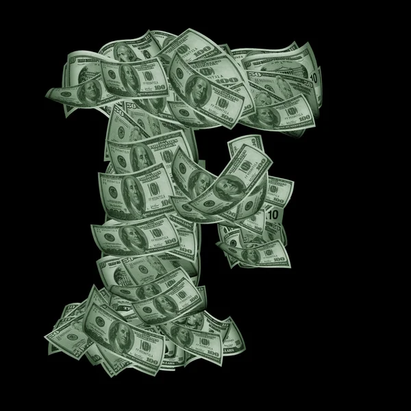 Alphabet made from dollars — Stock Photo, Image