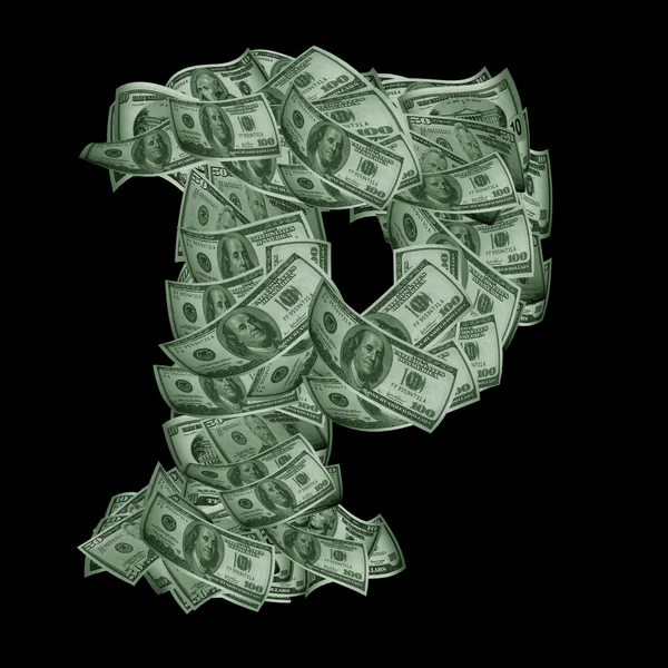 Alphabet made from dollars — Stock Photo, Image