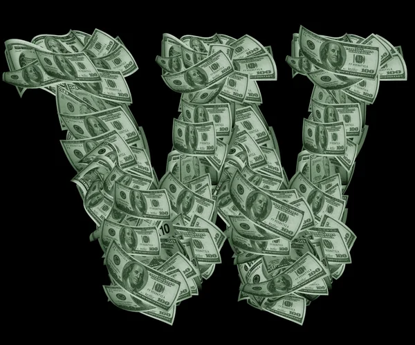 Alphabet made from dollars — Stock Photo, Image