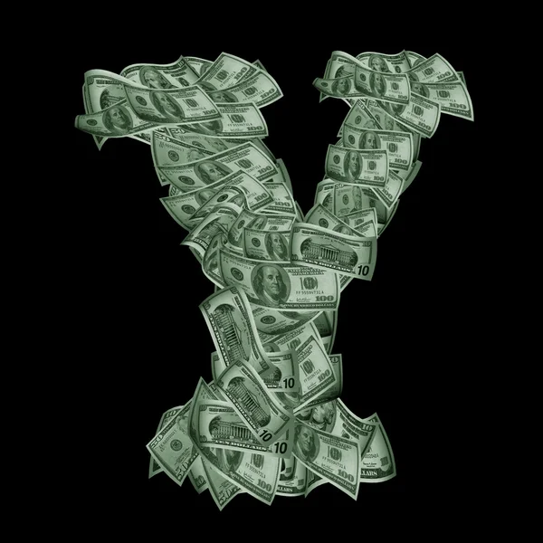 Alphabet made from dollars — Stock Photo, Image