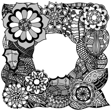 etnik çiçek zentangle