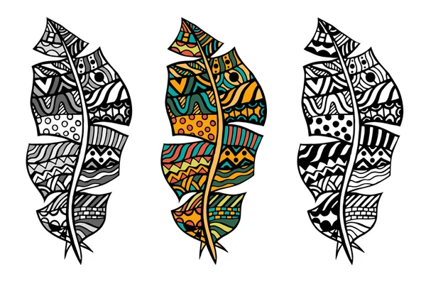 Plumas estilizadas de Zentangle — Vector de stock