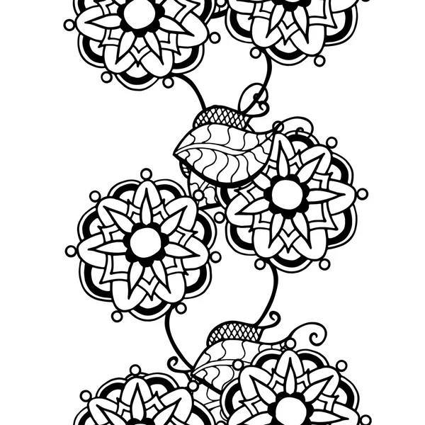 Patrón floral monocromo . — Vector de stock