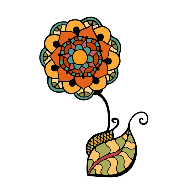 Gekleurde doodle bloem — Stockvector