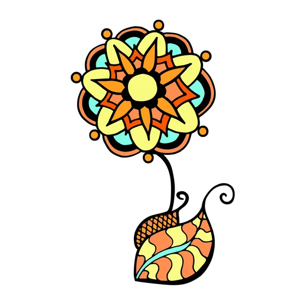 Flor de garabato de color — Vector de stock