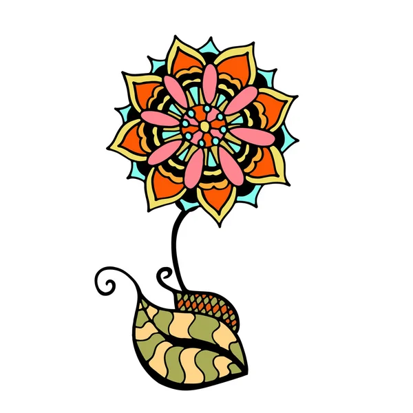 Färgade doodle blomma — Stock vektor