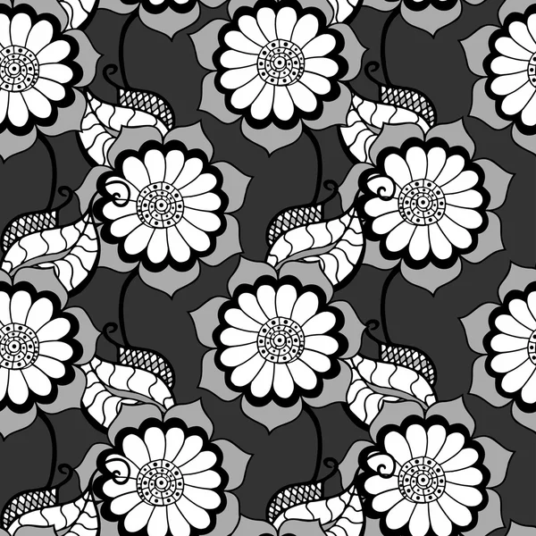 Monochromes Blumenmuster. — Stockvektor