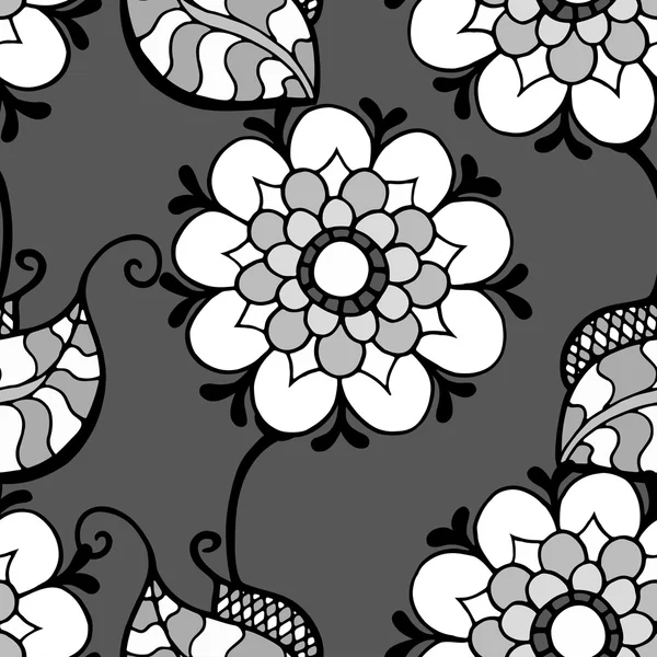 Patrón floral monocromo . — Archivo Imágenes Vectoriales