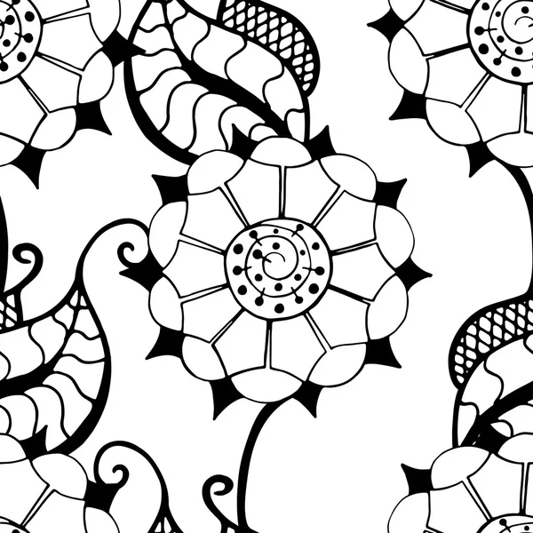 Monochrome Floral Pattern. — Stock Vector