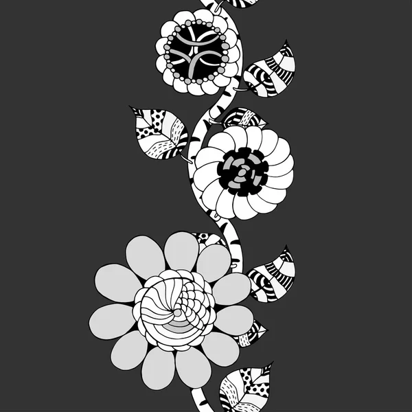 Monochromes Blumenmuster. — Stockvektor
