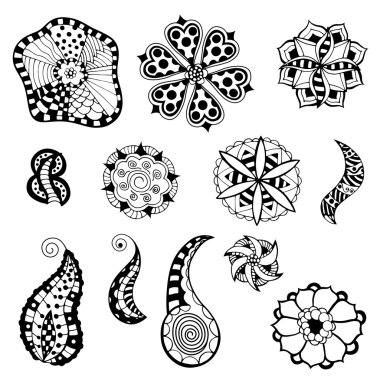 Doodle çiçekler ve yapraklar