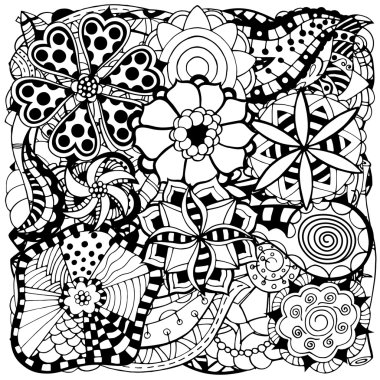 Doodle çiçekler ve yapraklar