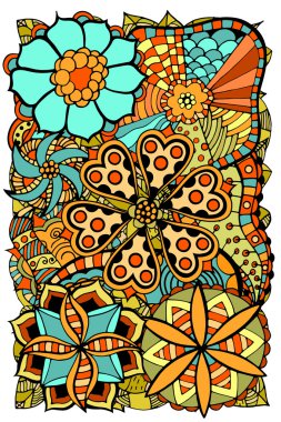 Doodle çiçekler ve yapraklar