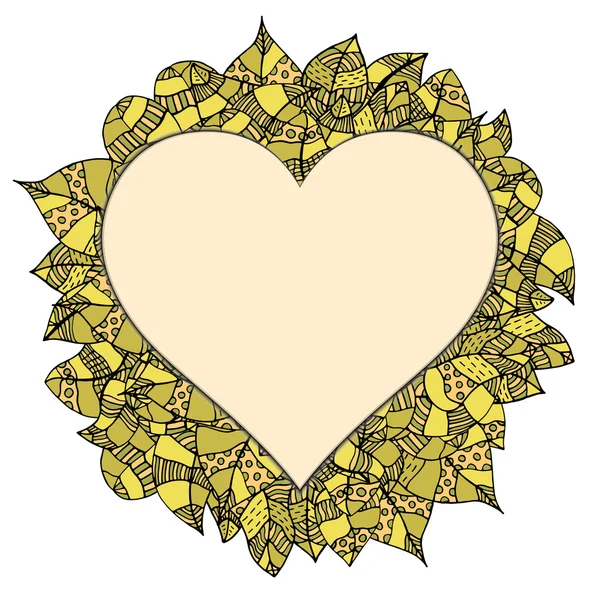 Καρδιά πλαίσιο με φύλλα — Διανυσματικό Αρχείο