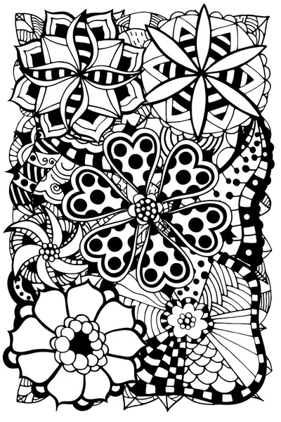 Doodle bloemen en bladeren — Stockvector