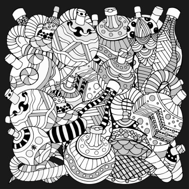 Noel çizilmiş dekoratif elemanlar