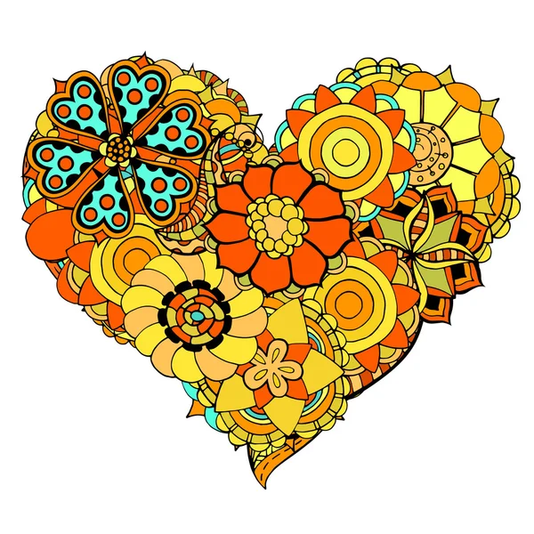 Coeur de fleur doodle — Image vectorielle