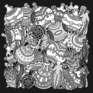 Noel çizilmiş dekoratif elemanlar