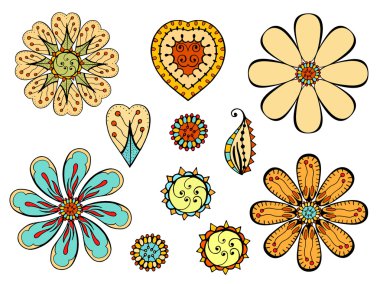 Doodle yapraklar ve dallar